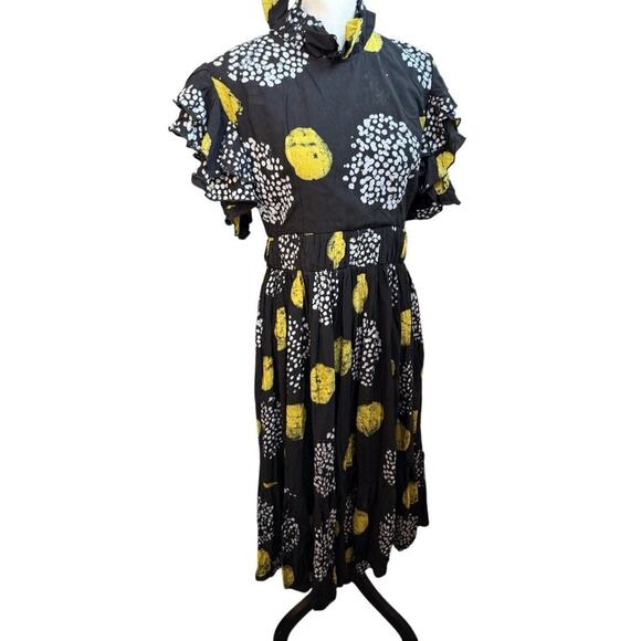 Busayo Black Yellow Puff Sleeve Print Maxi Dress - Picture 13 of 13